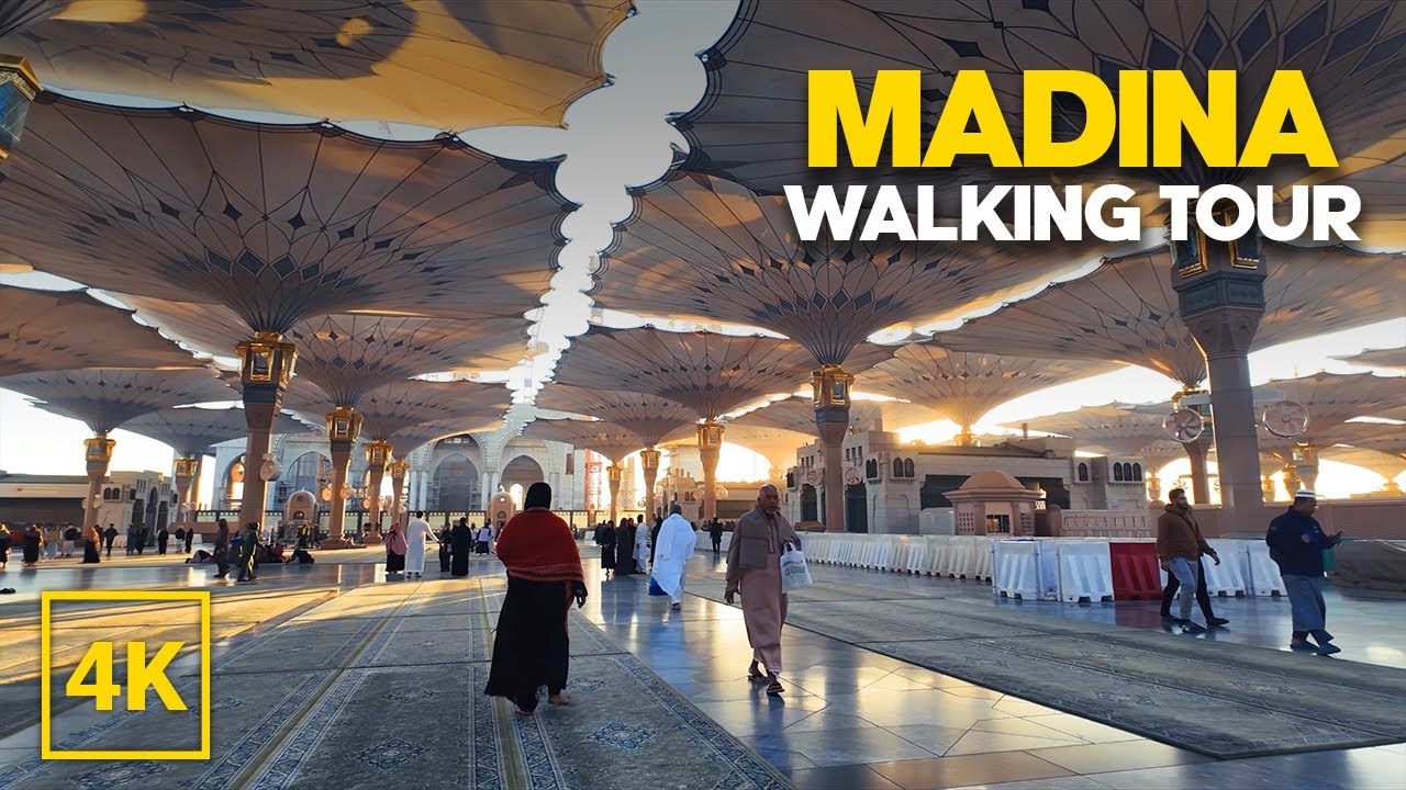 Madina Walking Tour Rooftop Masjid Nabawi | Madina 4K | Magical Experience