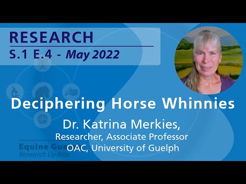 Deciphering Horse Whinnies - Dr. Katrina Merkies, Researcher and Associate Professor at OVC, Guelph.