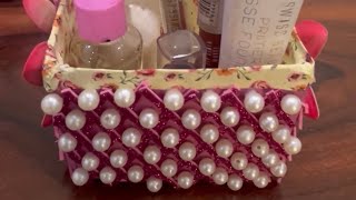 DIY Desk Organizer || DIY Makeup Organizer | How to make makeup box with waste courier box