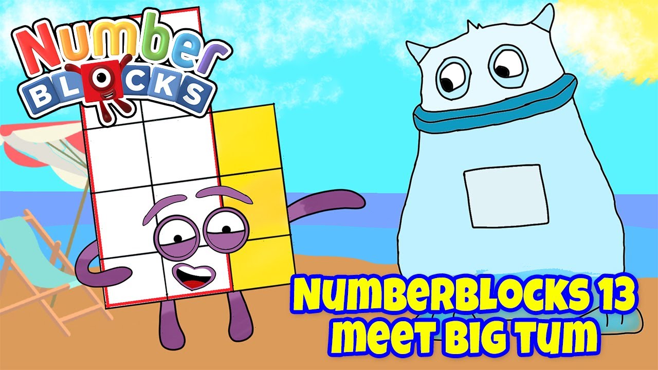Numberblocks 13 Meets Big Tum On The Beach And Amazes Him New