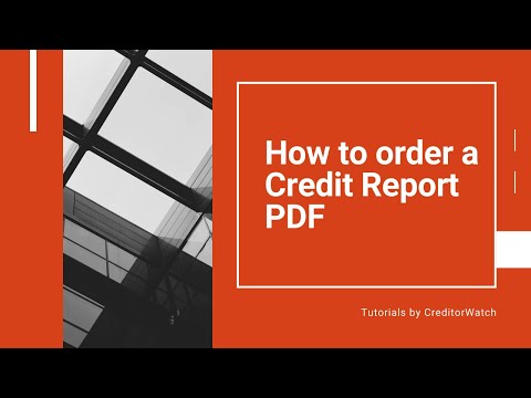 How to order a Credit Report pdf.