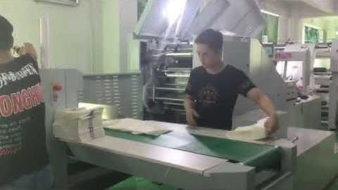 Roll fed paper bag making machine