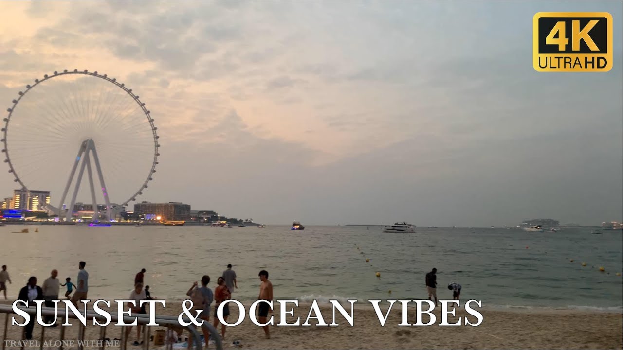 🌊 Walking Along Dubai’s Stunning JBR Beach at Sunset 🇦🇪
