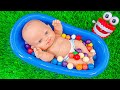 Satisfying Video | Mixing Rainbow Candy Gum in Bathtub with Kinetic Sand INTO Rainbow Lollipop ASMR