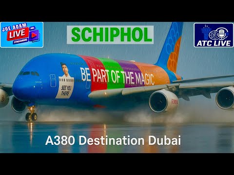 🔴 LIVE: Heavy Rain & Water Spray Takeoffs at Schiphol + ATC | August 2, 2025