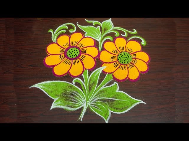Beautiful Flower Rangoli Design With