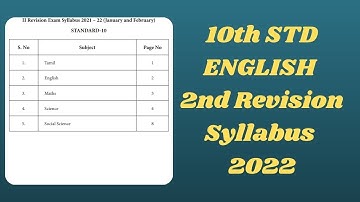 10th English 2nd Revision Test Syllabus 2022