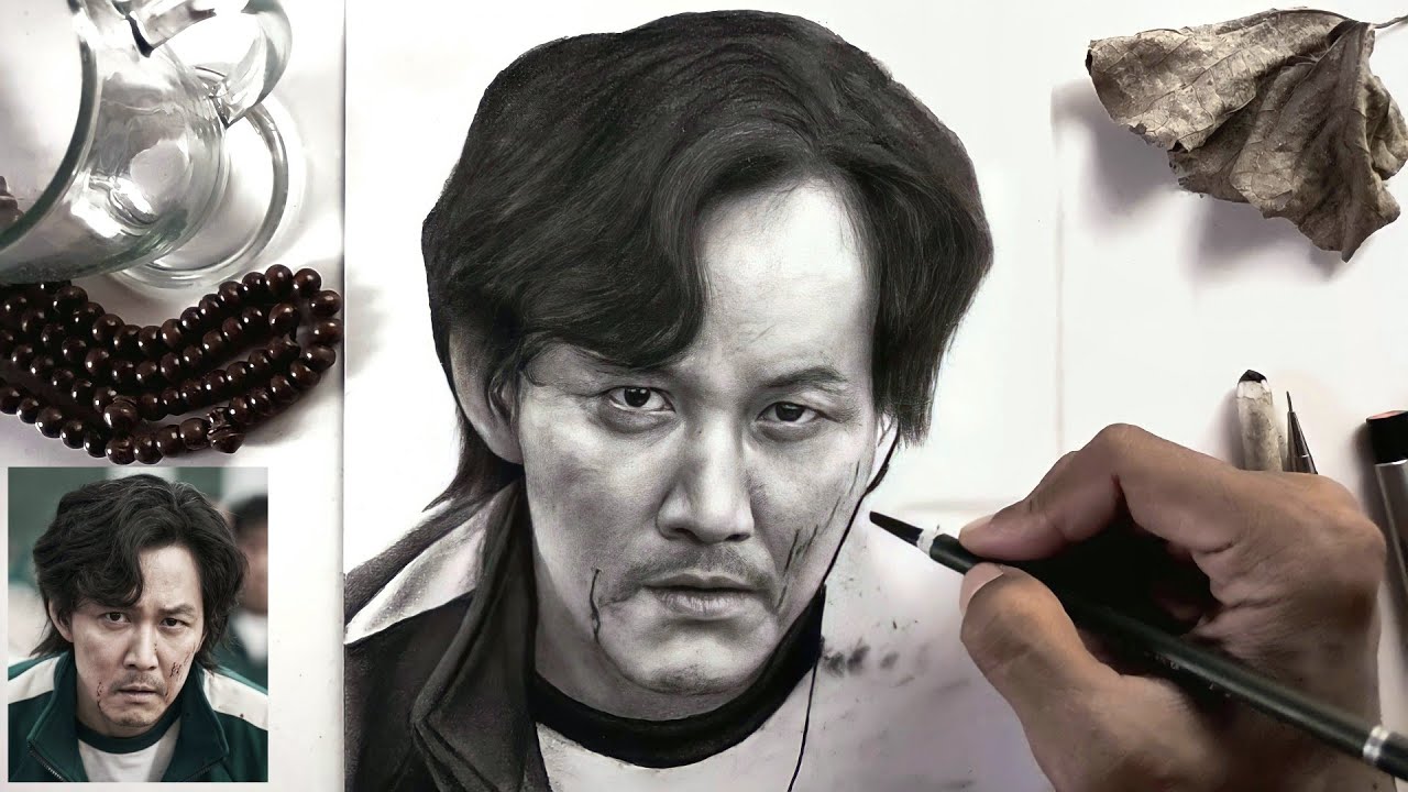 Drawing Lee Jung Jae as Seong Gi-hun (player 456)