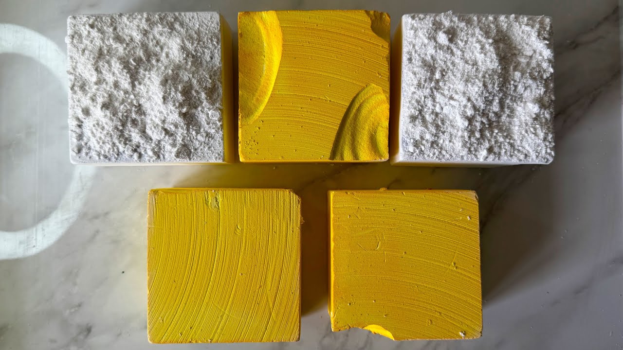 Yellow Dyed Gym Chalk and Fresh Surprise Blocks ASMR π€π - YouTube