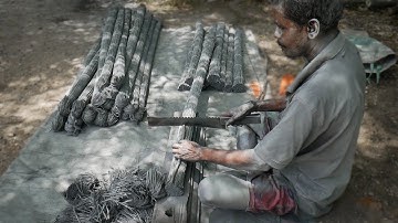 Hard work behind Bomb Fuse Production in Fireworks Factory