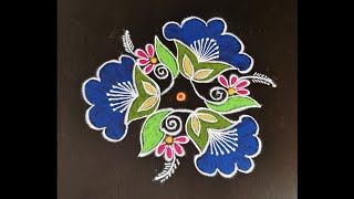 5*3 dots flower kolam design #colorkolamdesign #flowerkolamdesigns #simplekolam #rangoli #dialykolam