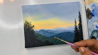 Sunset in the mountains/ Acrylic painting tutorial for beginners