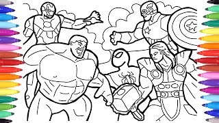 Avengers Coloring Pages, Coloring The Avengers Squad, Spiderman Iron man Hulk Captain America