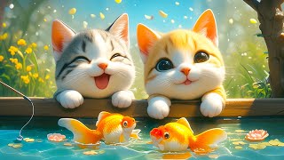 Chú Mèo Con Đi Câu Cá - Nhạc Thiếu Nhi Vui Nhộn 4K - Rửa Mặt Như Mèo - Cá Vàng Bơi