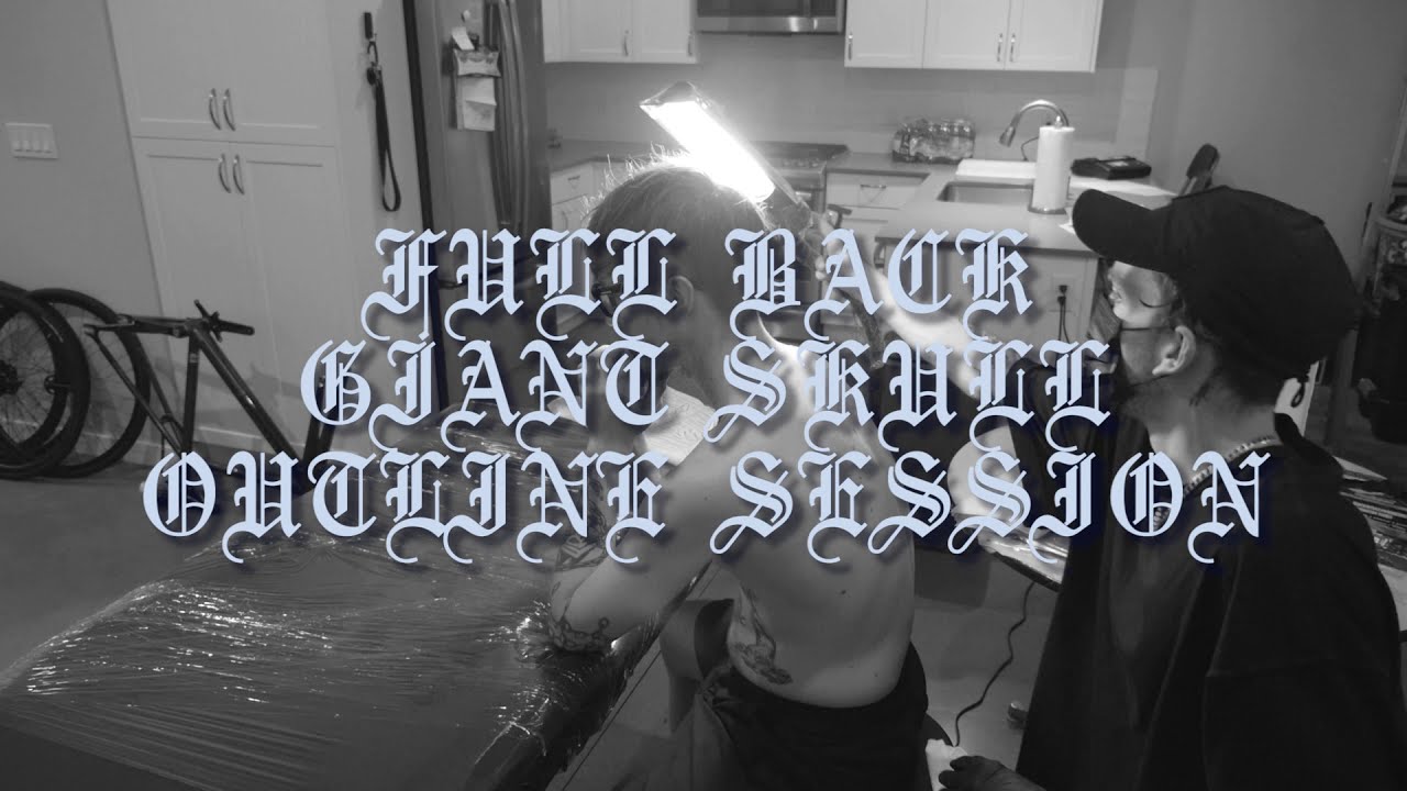 skull - full back piece tattoo - OFNSE STUDiOS