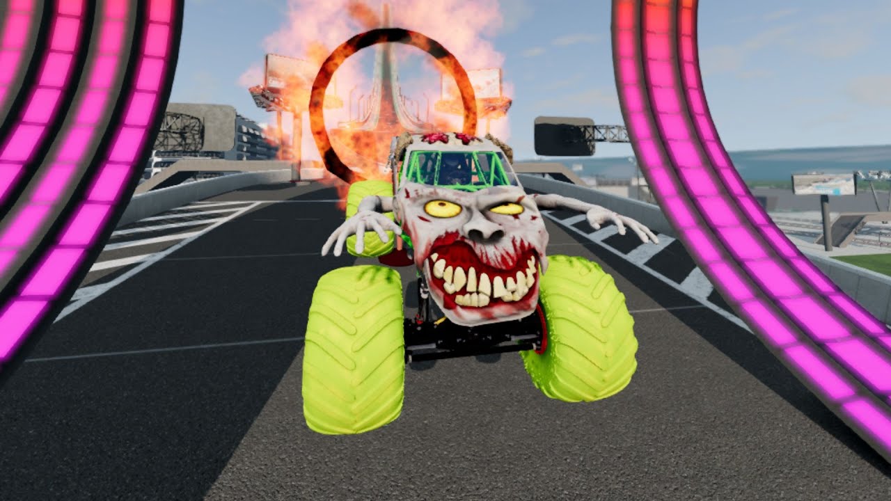 Epic High Speed monster trucks jumps & crashes #010 – BeamNG | Drive  ASky BeamNG