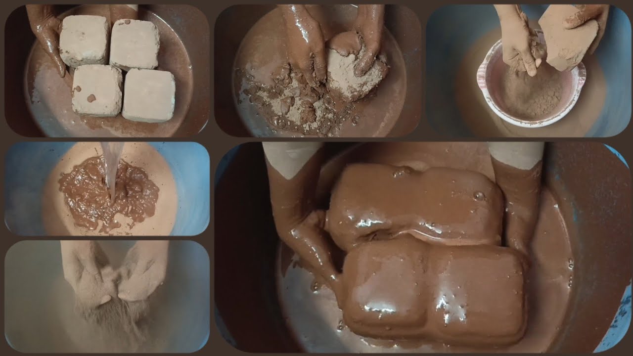 Soft Dusty Red Dirt Dry Crumbling+Sifting+Dust Play+💦Dipping & Paste ...