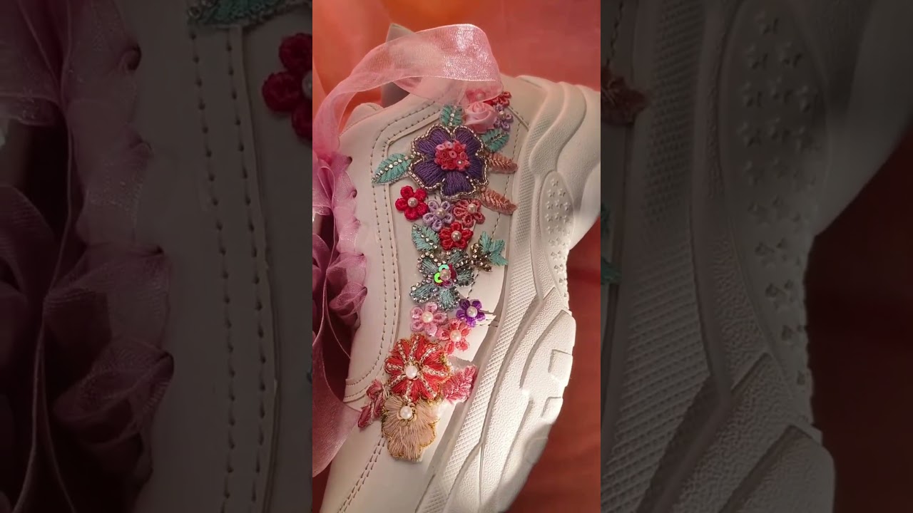 Funky N Trendy|bridal sneakers|bridal shoes|bride shoes|floral shoes|embroidered shoes|bride to be