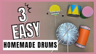 How To Make Drums - 3 EASY DIY Instruments For Kids