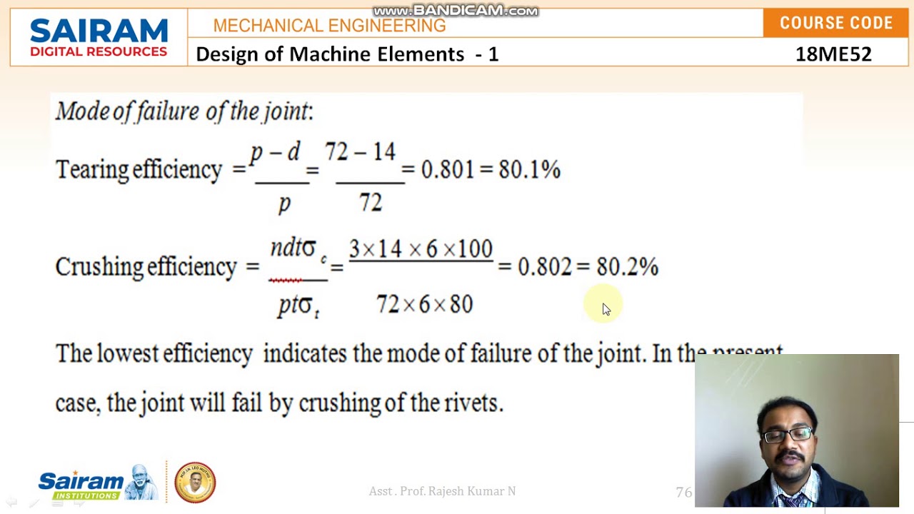 LECTURE VIDEO 9_18ME52_MODULE 4_NUMERICALS ON RIVETING_ RAJESH KUMAR N ...