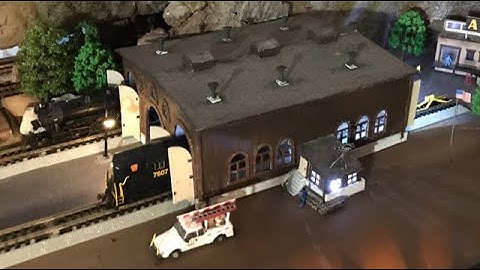 AJS Model Railway N scale layout update #18 - Scratch built Cardboard Double Locomotive Shed.