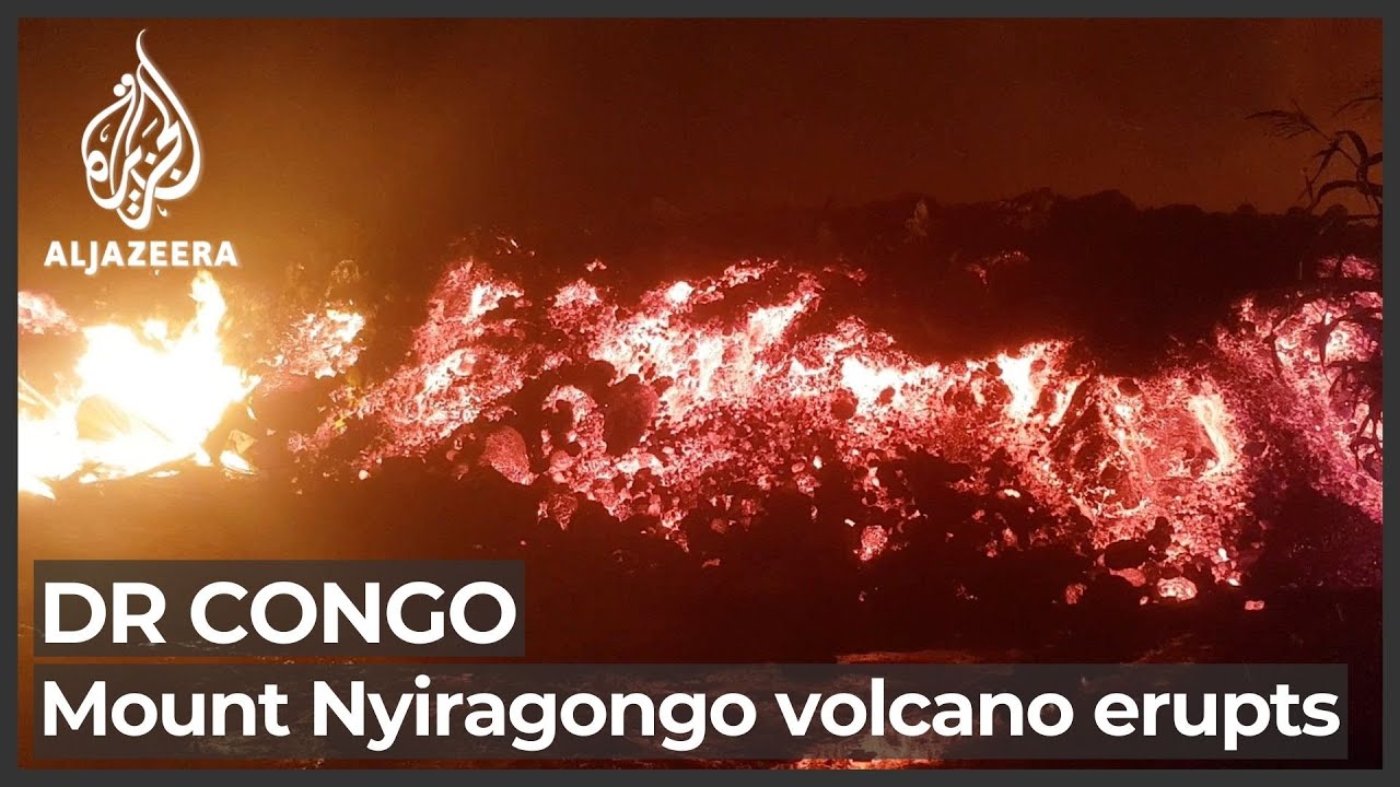 В Африке началось извержение Ньирагонго, одного из самых опасных вулканов. Извержение вулкана Ньирагонго в 2021 году. Фото.