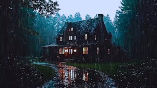 Rainy Forest Cabin Ambience | Cozy Night, Fireplace &amp; Deep Relaxation | Black Screen Sleep Sounds