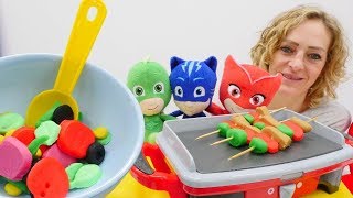 Grillparty für die Pyjamahelden und die Ninja Turtles  Spielzeugvideo für Kinder