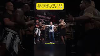 BKFC fighter just attempted to hit his opponent with the scale during the weigh-in 😭