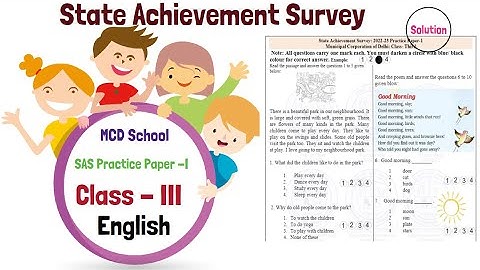 SAS Practice Paper 1 Class 3  English Medium |  राज्य उपलब्धि सर्वे पेपर 1