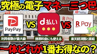 【視聴者に聞いた‼】これを見れば分かるトップオブ電子マネー…1番お得な電子マネーはコレ‼（PayPayVSd払いVS楽天ペイ）（VOL0432）【ずんだもん＆ゆっくり解説】