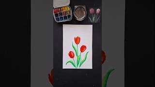 Mini Tutorial de Tulipanes en Acuarelas #acuarelaparaprincipiantes #acuarelas #pinturafacil #art