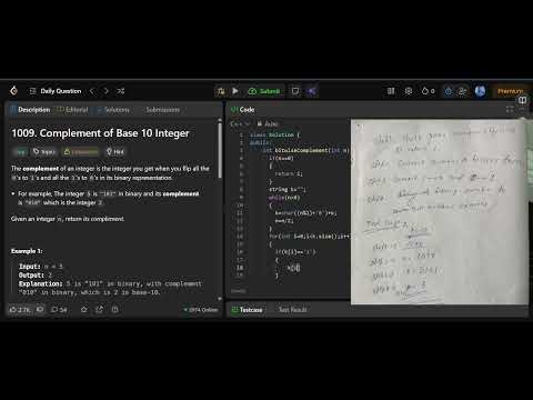 Complement of Base 10 Integer | 1 Detailed Approaches | Leetcode 1009 | vinaykumarswami5817