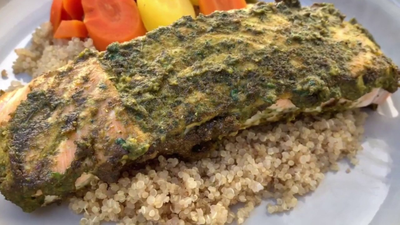 Hariyali Salmon Indian Style Baked Salmon Fish YouTube