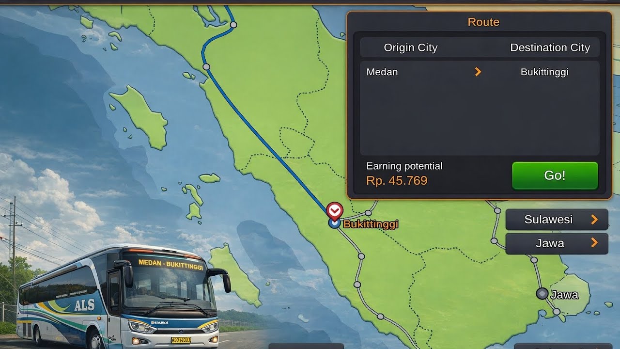 Medan to Bukittinggi Full Route Drive 🚌 | ALS Bus | Realistic Gameplay