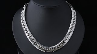プラチナ850 8面トリプル 喜平ネックレス 226g 47cm Pt850 Platinum Flat Link Chain Necklace