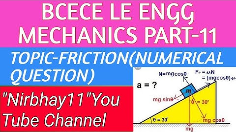 bcece le engineering mechanics part 11 | friction numerical on inclined plane