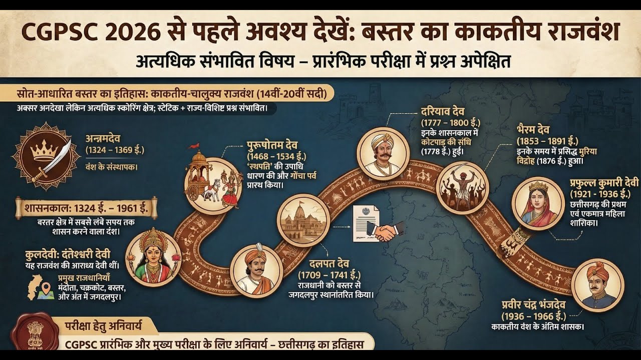 CGPSC 2026,Bastar’s Forgotten Dynasty: Kakatiya–Chalukya Rule(14th–20th Century) 