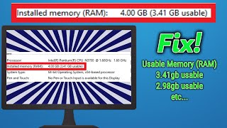 Fix Usable Memory /RAM Issue on Windows by Pops Productions Tech 673 views 3 years ago 5 minutes, 3 seconds