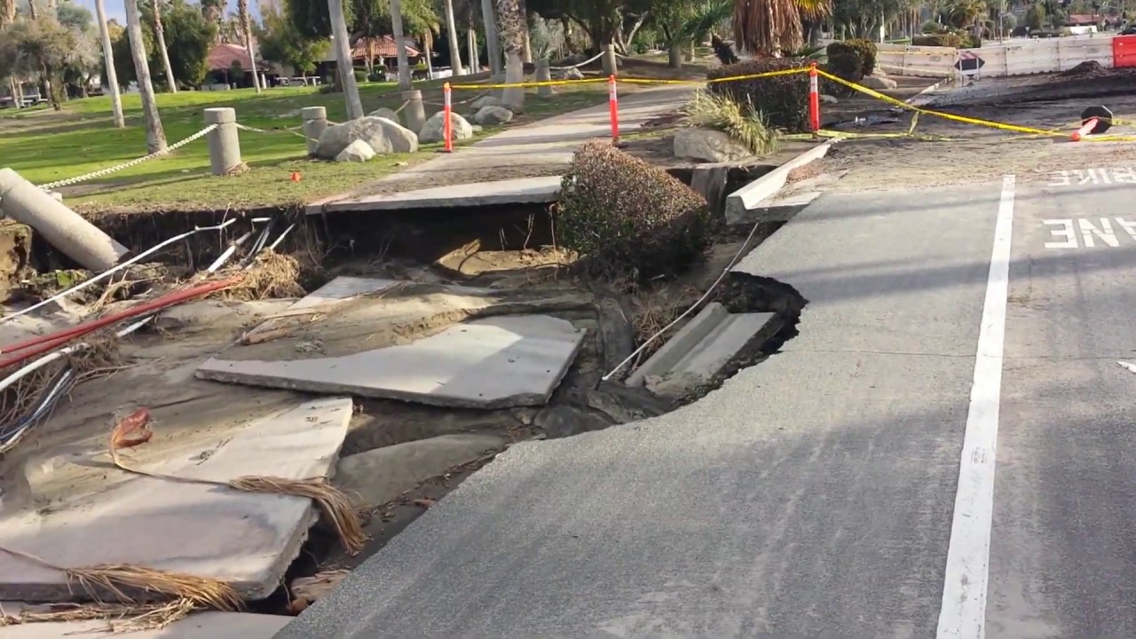 Epic Flood Damage in Palm Springs on Farrell Road - YouTube