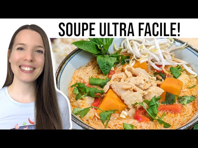 Soupe thaï au curry rouge et lait de coco - Hop dans le wok