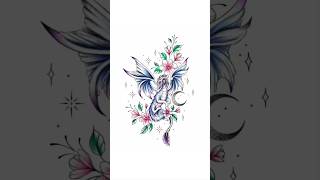Custom Feminine Celestial Dragon Tattoo Design 🌌 | Fine Line Art