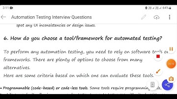 How do you choose a tool/framework for automated testing? interview Question