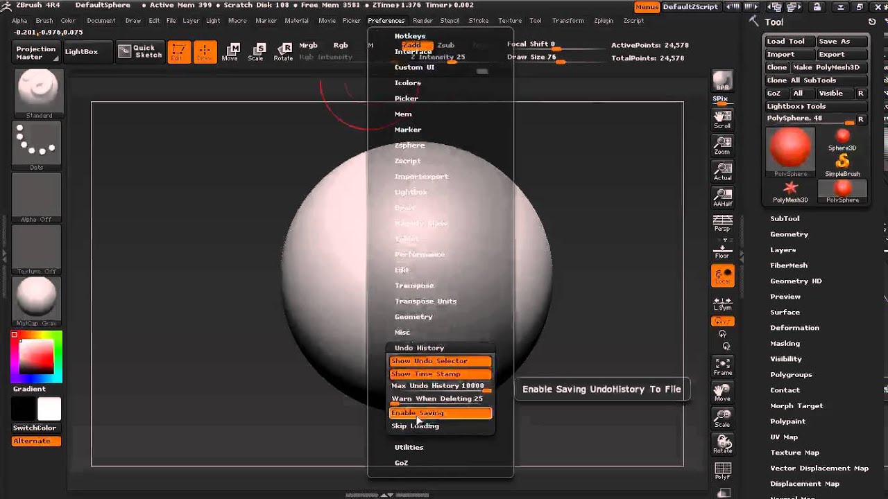 standard zbrush layout