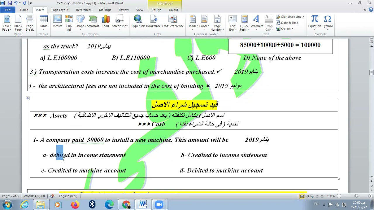 تجارة القاهرة - تعليم مدمج - ترم ثالث - محاسبة انجليزى - الاهلاك Depreciation