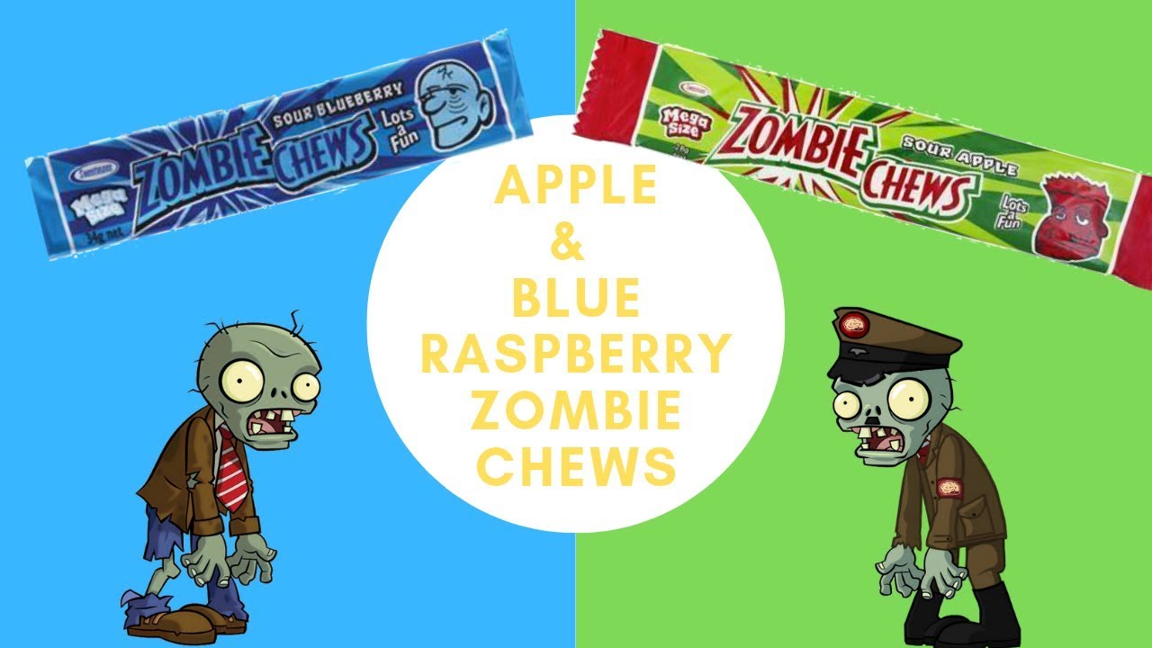 Sour Apple & Sour Blue Raspberry Zombie Chews Tasting Team 2 YouTube