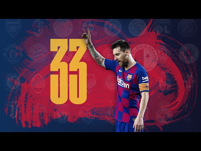 Messi scoring against 33 different teams in the Champions League