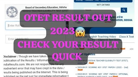OTET RESULTS OUT /OTET ODISHA 2023/ CHECK OTET RESULT 2023
