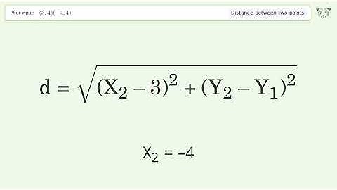 Find the distance between two points p1 (3,4) and p2 (-4,4): Step-by-Step Video Solution