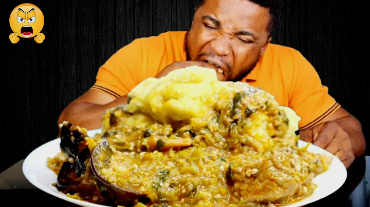 MASSIVE FUFU AND OKRA SOUP WITH ASSORTED MEAT AFRICAN FOOD MUKBANG